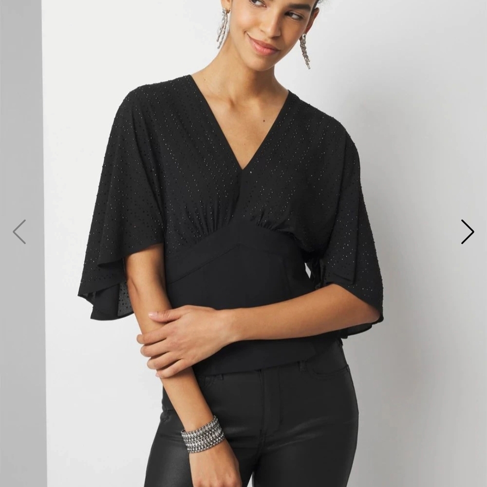 WHBM Black Embellished Corset Blouse